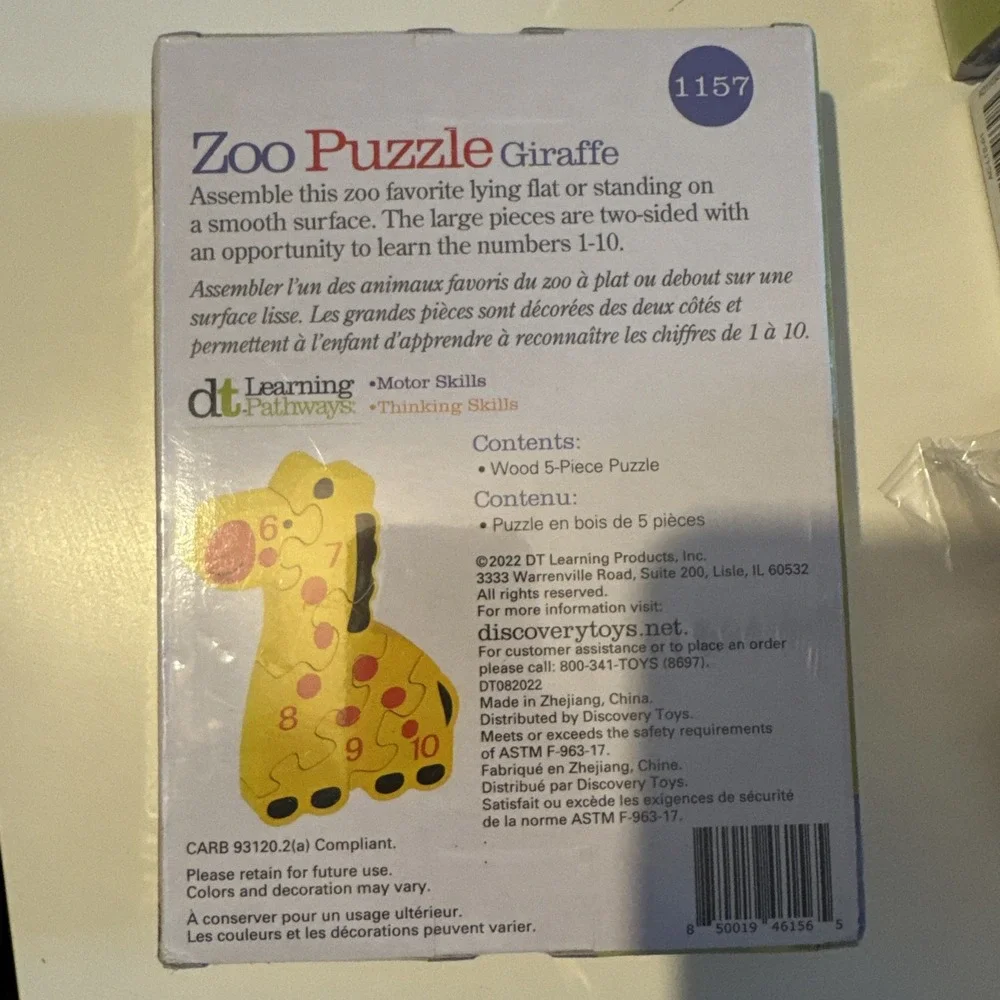 Discovery Toys Stand Alone Wooden Zoo Puzzle - Giraffe! Learn Numbers 1-10‎ New!